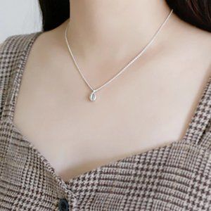 Minimalist silver coffee bean necklace pendant